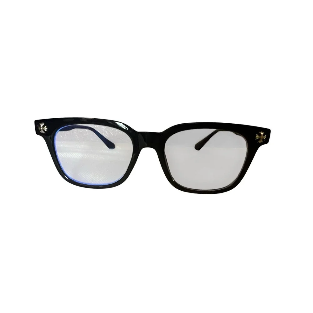 37.- Classic Black Square Frame Cross Metal Shades Men Women noprescription